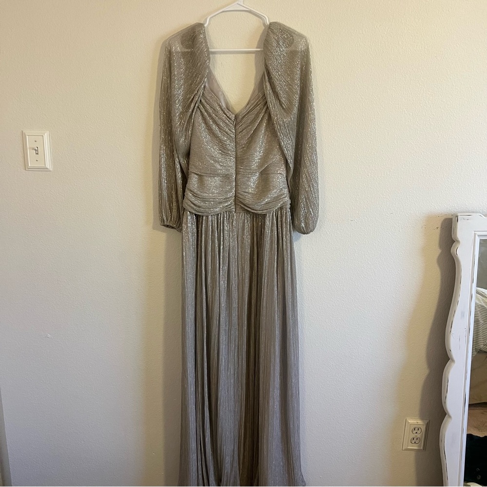 JONATHAN SIMKHAI Adele Twist-Front Plissé-Lamé Gown - Picture 7 of 14